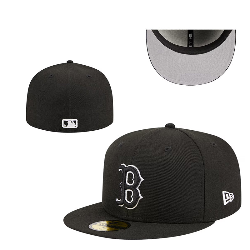 Boston Red Sox Black Cap with White Outline Logo