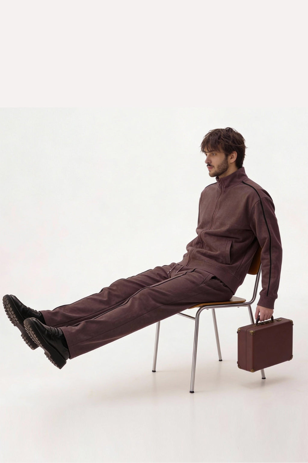 ND CITY™ Brown Textured Straight Fit Sweatpants