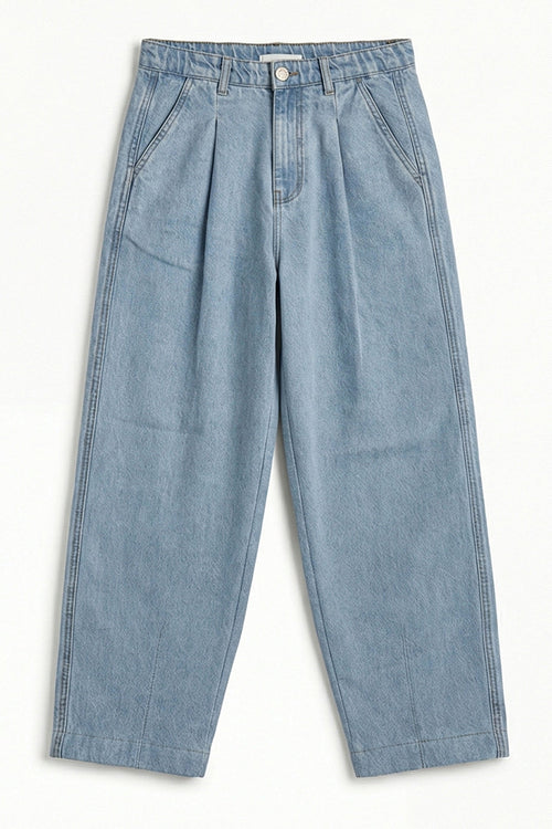 ND CITY™ Light Blue Pleated Loose Fit Denim Jeans