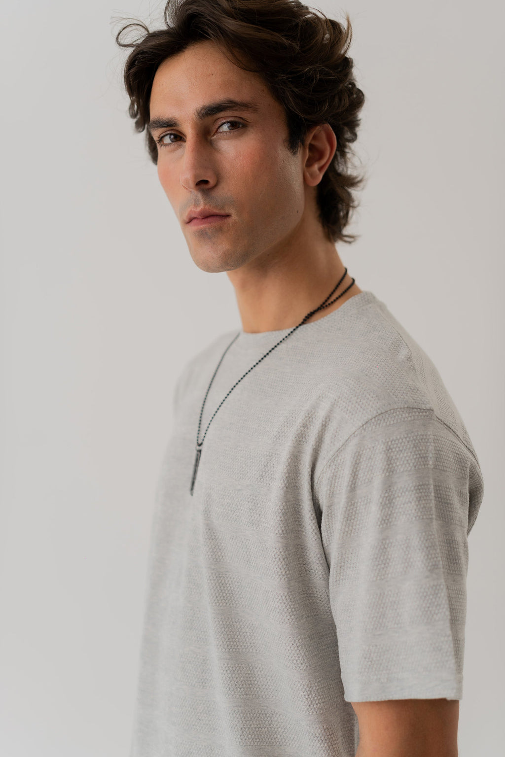 ND CITY™ Light Grey Regular Fit Textured T-Shirt