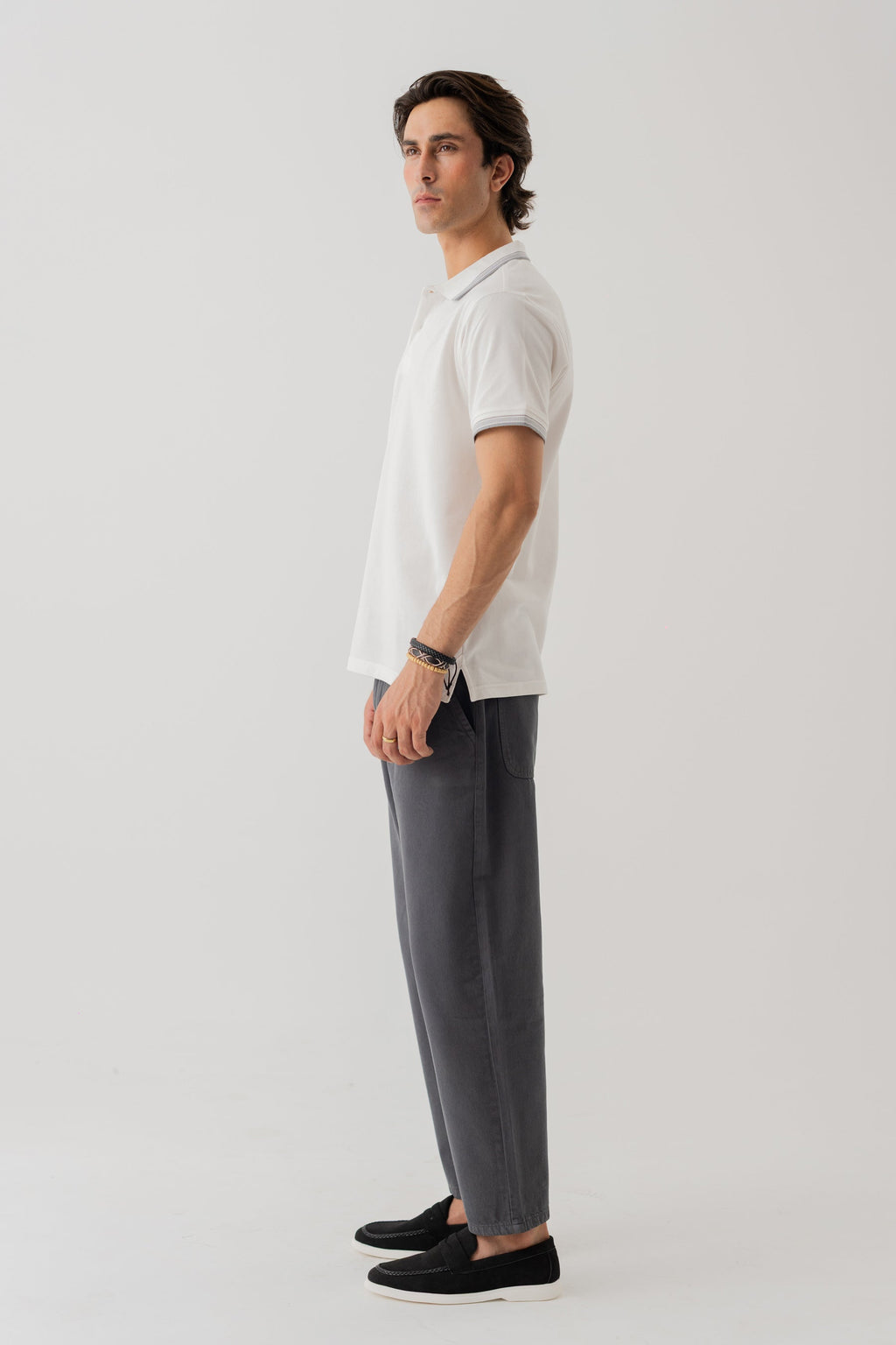 ND CITY™ White Polo With Contrast Collar Detail